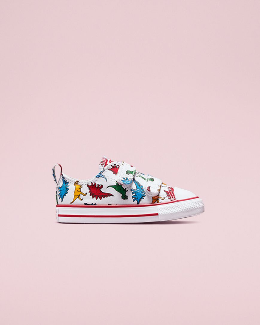 Tenisi Baieti Converse Chuck Taylor All Star Easy-On Dinosaurs Albi Rosii Albastri | RO TVCLQ014